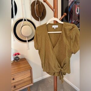 Madewell Texture & Thread wrap tshirt in mustard size medium